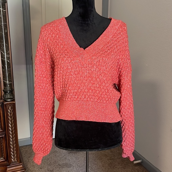 EUC Forever 21 Knitted Orange Crop Sweater size MEDIUM - Picture 1 of 6